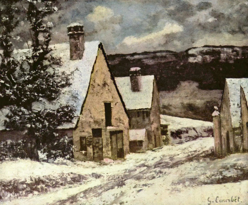 Landsbygate om vinteren - Gustave Courbet