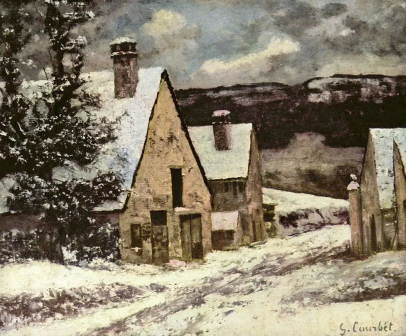 Landsbygate om vinteren - Gustave Courbet