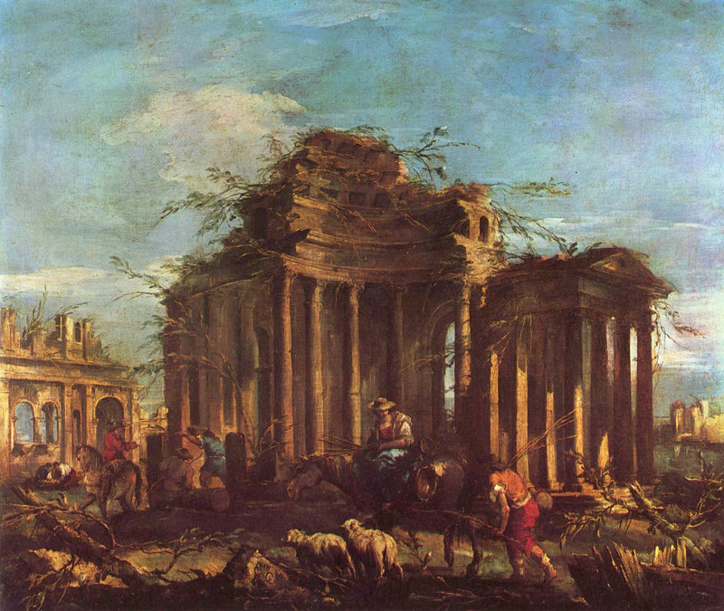 Ruiner med staffasje - Francesco Guardi