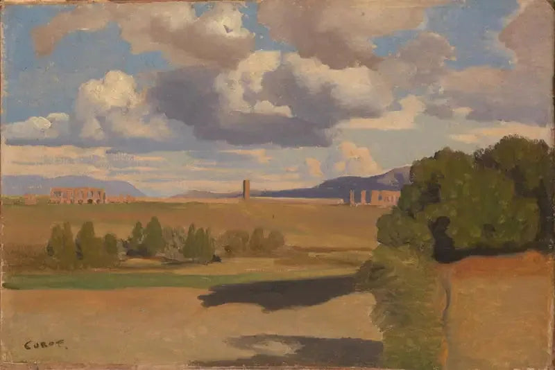 Ruiner i det romerske landskapet, med Claudian-akvedukten - Jean-Baptiste Camille Corot