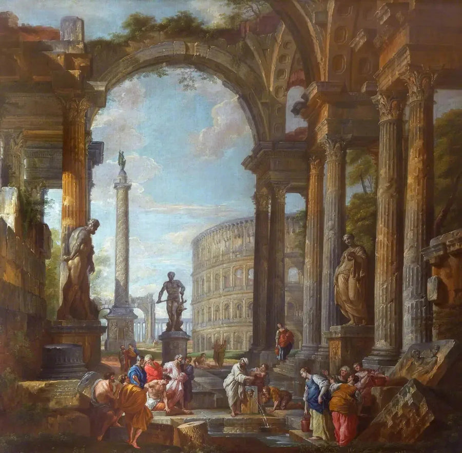 Ruinøse romerske ruiner med figurer - Giovanni Paolo Panini

Source:
Ruines romaines avec figures - Giovanni Paolo Panini