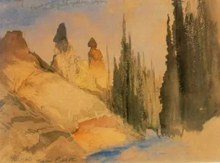 Ruisseau Tower - Thomas Moran image 1 copie de tableau peinte à la main