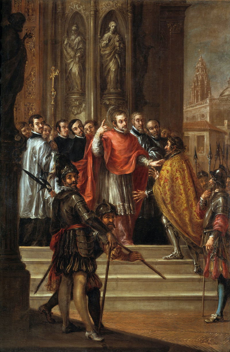 Saint Ambrosius som frigjør keiseren Theodosius - Juan de Valdés Leal