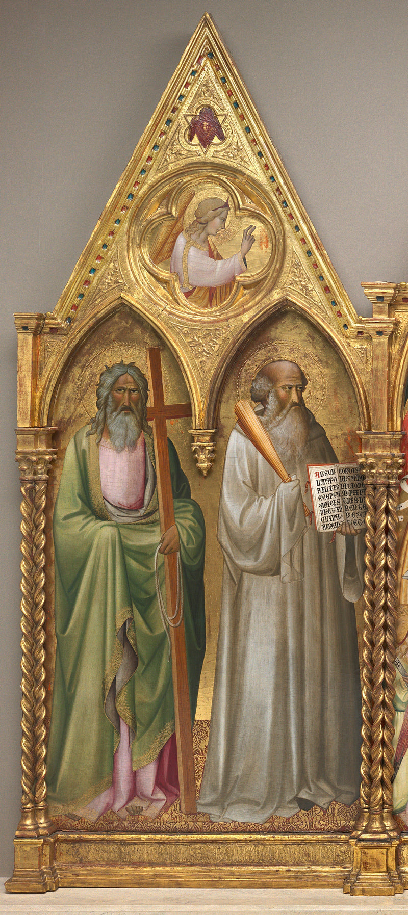 Saint André og Saint Benoît med ærkeengelen Gabriel [venstre panel] - Agnolo Gaddi