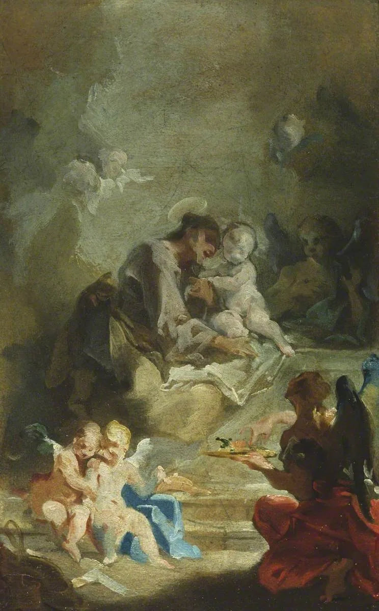 Saint Antoine de Padoue som tilber den lille Jesus - Giovanni Battista Pittoni