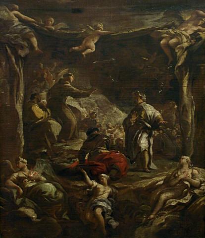 Saint Antoine de Padoue irettesetter tyrannen Ezzelino - Luca Giordano