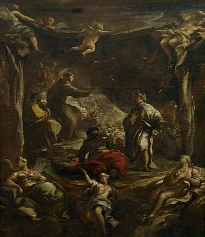 Saint Antoine de Padoue irettesetter tyrannen Ezzelino - Luca Giordano