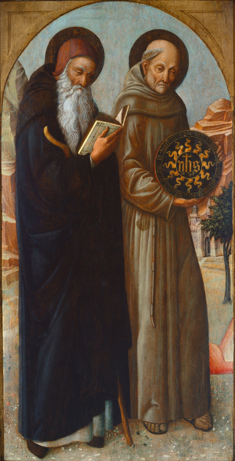 Saint Antoine l'abbé og Saint Bernardin av Siena - Iacopo Bellini