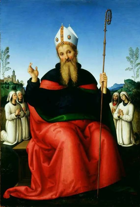 Saint Augustin med medlemmene av Perugia-brorskapet - Pietro Perugino