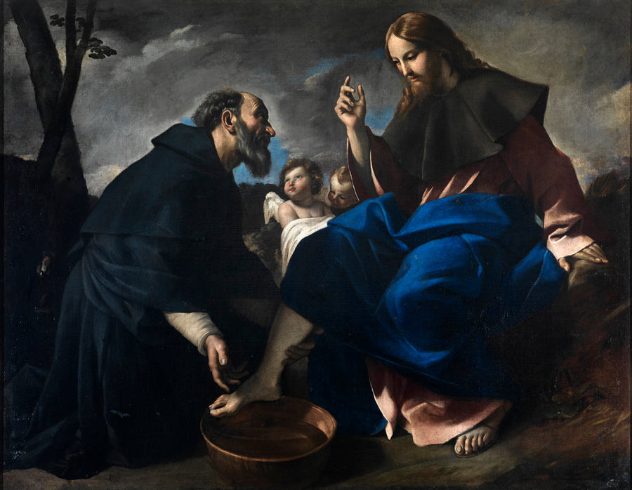 Saint Augustin vasker føttene til Kristus - Giovanni Lanfranco