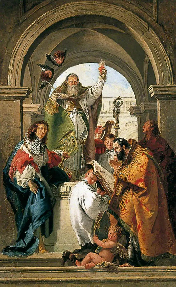 Saint Augustin, Saint Louis de France, Saint Jean den Evangelist og en hellig biskop - Giovanni Battista Tiepolo