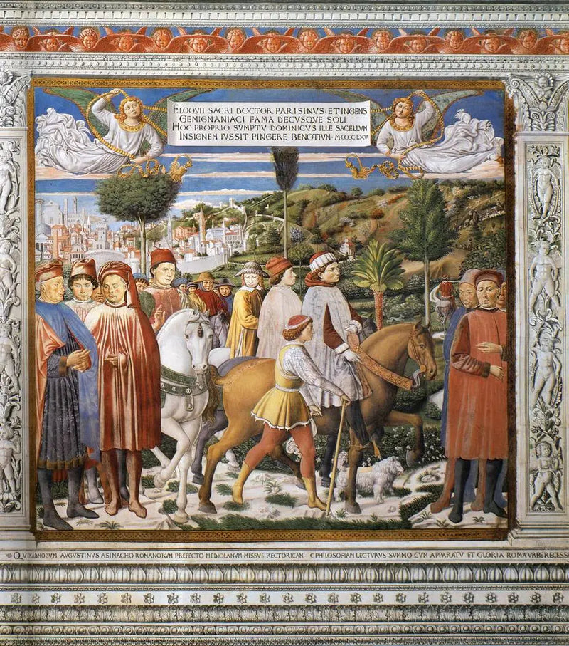 Saint Augustin på vei til Milano (scene 7, sørvegg) - Benozzo Gozzoli