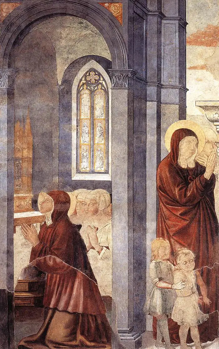 Saint Augustin forlater sin mor (scene 3, østvegg) - Benozzo Gozzoli