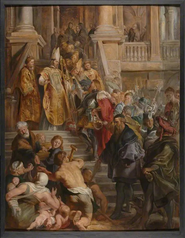 Saint Bavon er mottatt av de hellige Amand og Floribert - Peter Paul Rubens