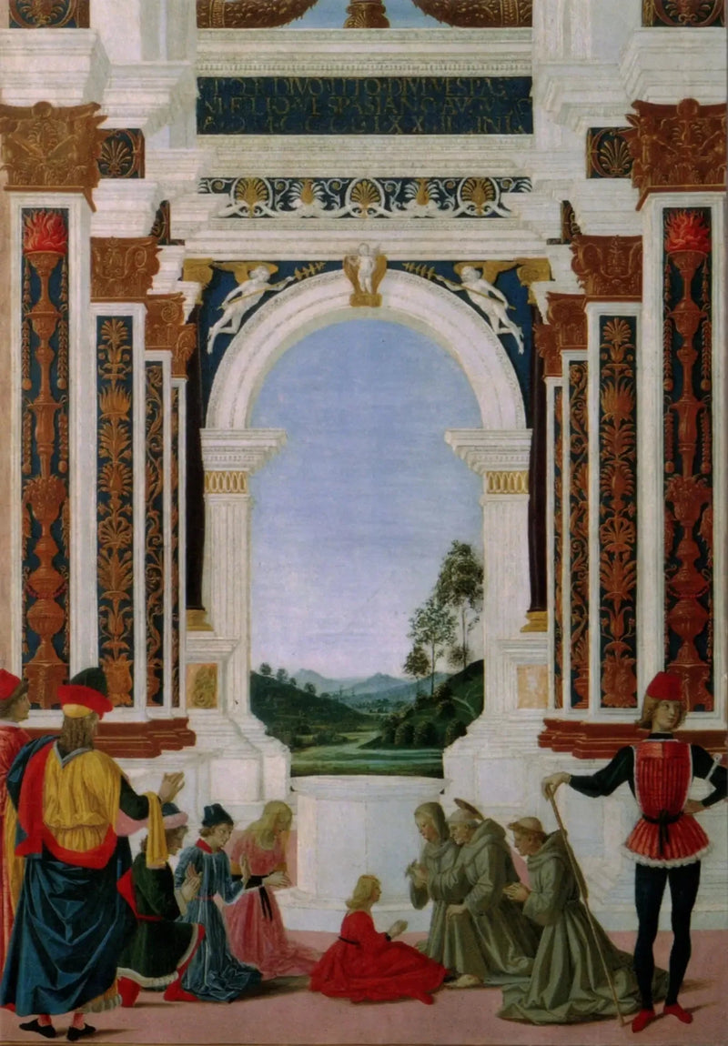 Saint Bernardin helbreder en liten jente - Pietro Perugino