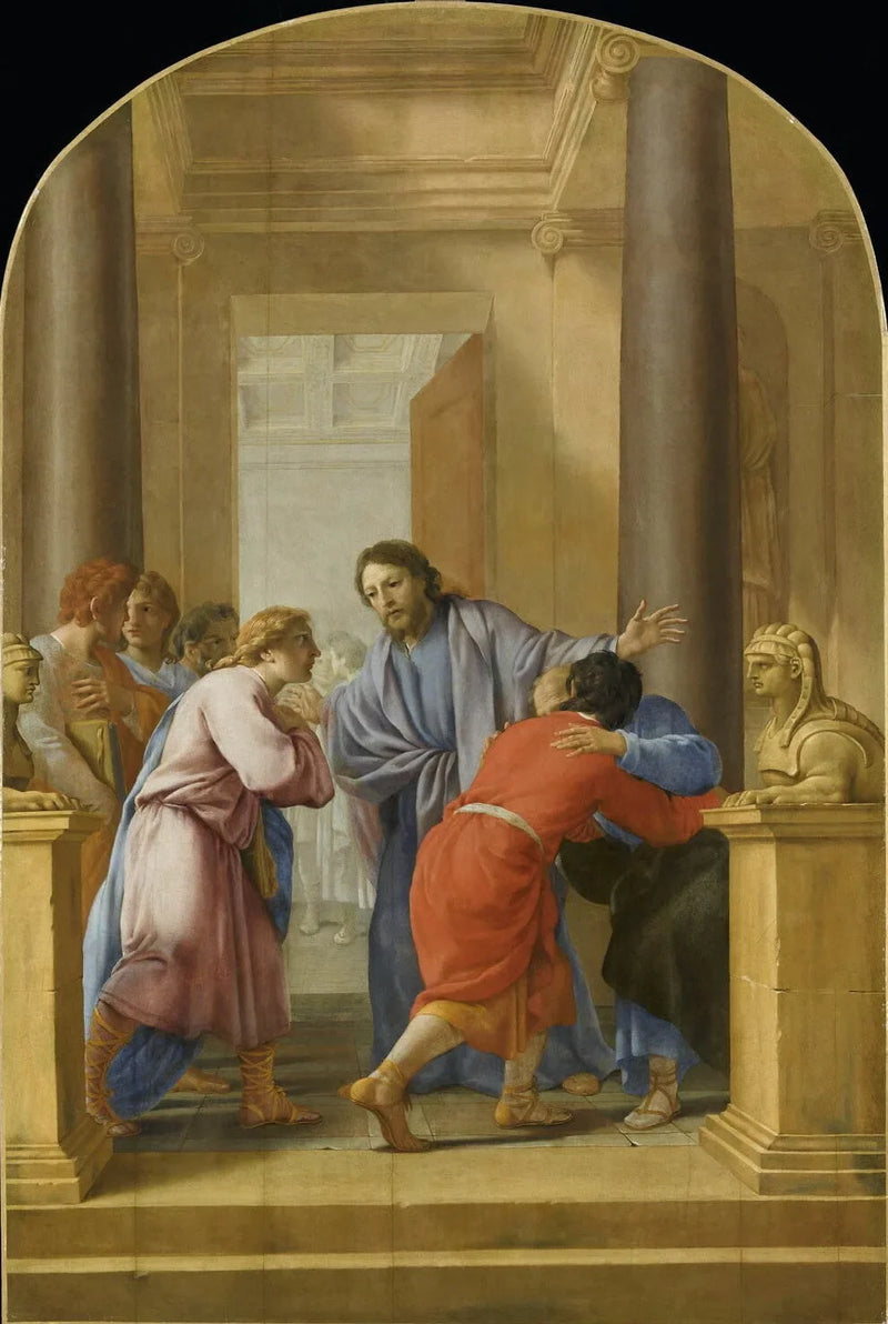 Saint Bruno oppfordrer sine disipler og venner til å forlate verden - Eustache Le Sueur
