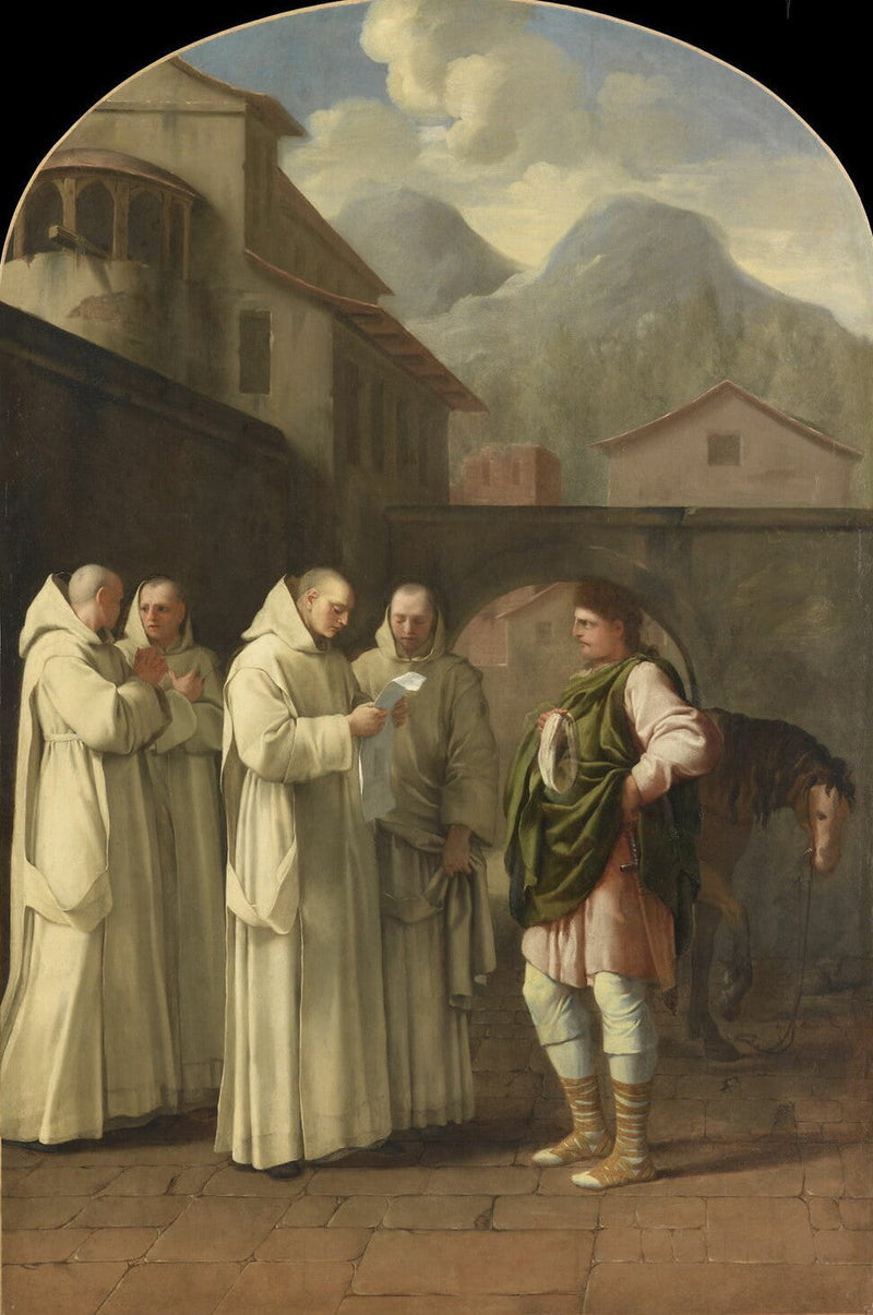 Saint Bruno mottar en melding fra paven - Eustache Le Sueur