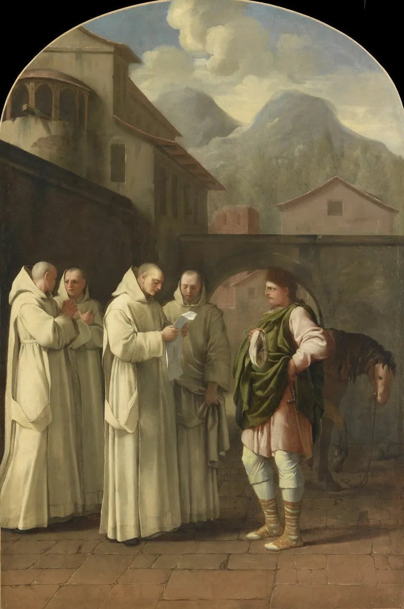 Saint Bruno mottar en melding fra paven - Eustache Le Sueur