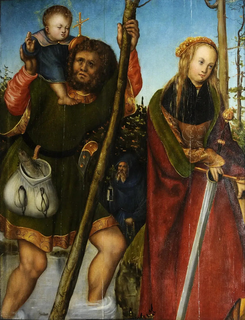 Saint Christophe og Saint Catherine - Lucas Cranach den eldre