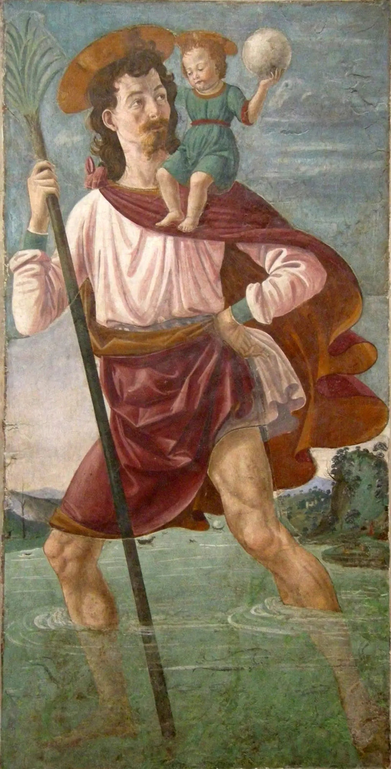 Saint Christophe med Barn Jesus - Domenico Ghirlandaio