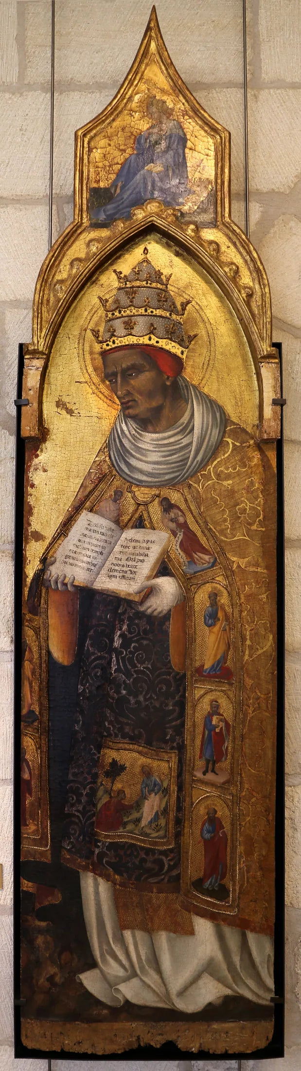 Saint Clément (over: Jomfru Marias Bebudelse) - Giovanni di Paolo