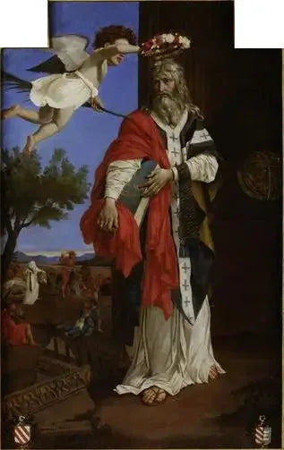 Saint Denys den Areopagita kronet av en engel - Nicolas Poussin