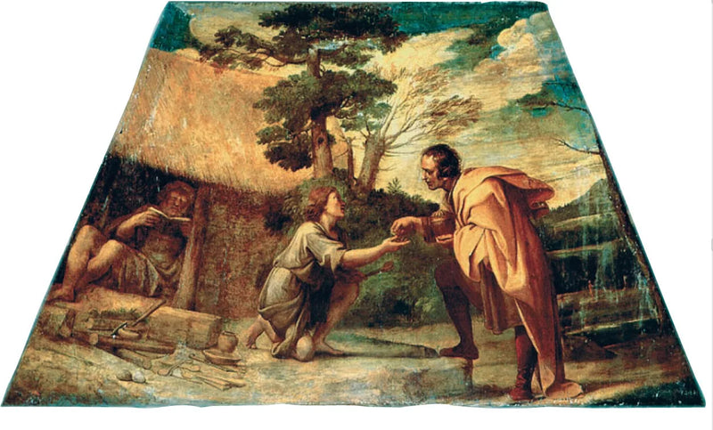 Saint Didaque fra Alcalá mottar almisse - Annibale Carracci