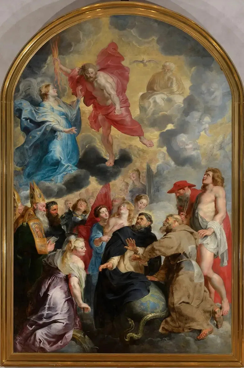 Saint Dominique et Saint François som beskytter verden mot Kristi vrede - Peter Paul Rubens