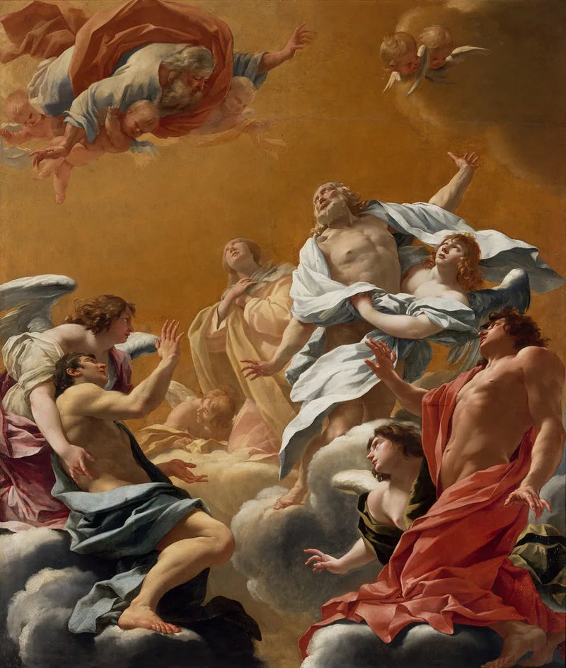 Saint Eustach og hans familie ført til himmelen - Simon Vouet