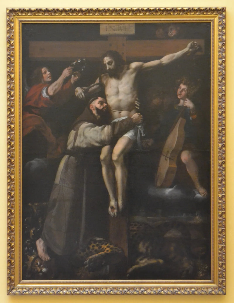 Saint Frans av Assisi som kysser Kristus på korset - Francisco Ribalta
