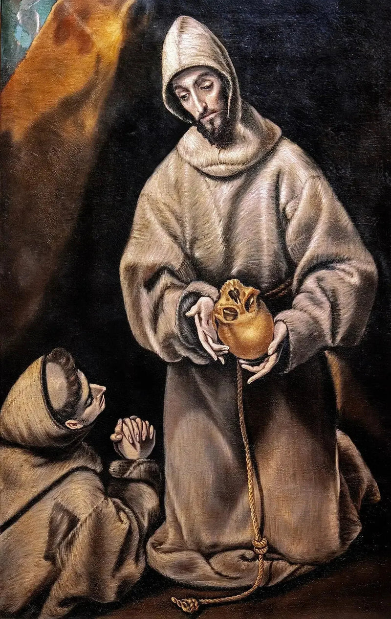 Saint François d'Assise og bror Léon mediterer over døden - El Greco