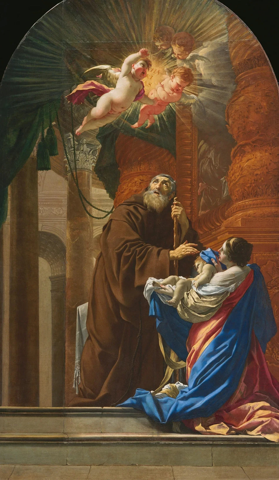 Saint François de Paule vekker barnet til søsteren sin - Simon Vouet