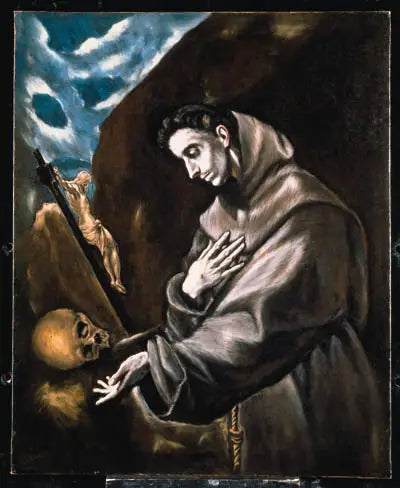 Saint François stående i meditasjon - El Greco