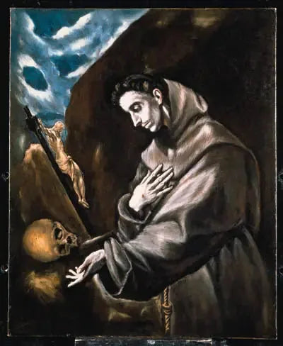 Saint François stående i meditasjon - El Greco