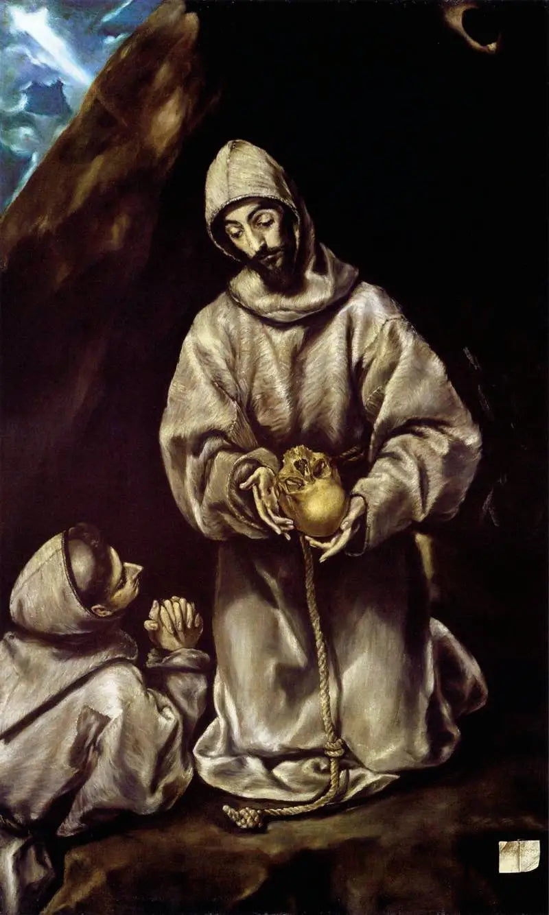 Saint François et le frère Léon mediterer over døden - El Greco