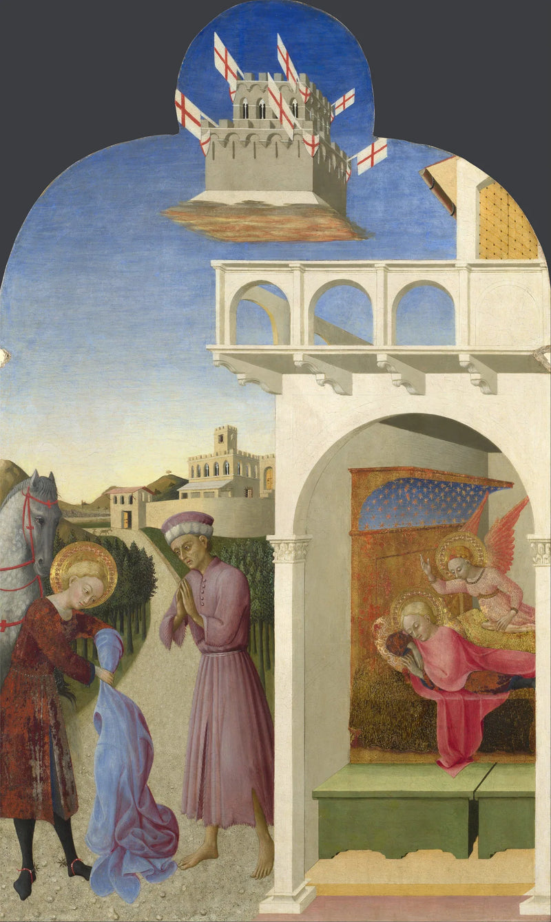 Saint François og den fattige ridderen, og François' visjon - Stefano di Giovanni (Sassetta)