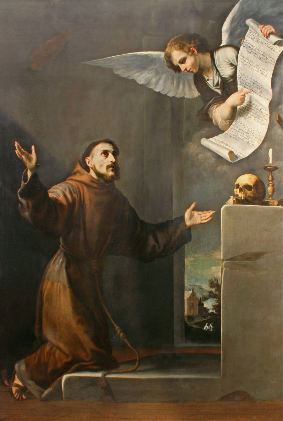 Saint François mottar de syv privilegiene til Engelen - Jusepe de Ribera