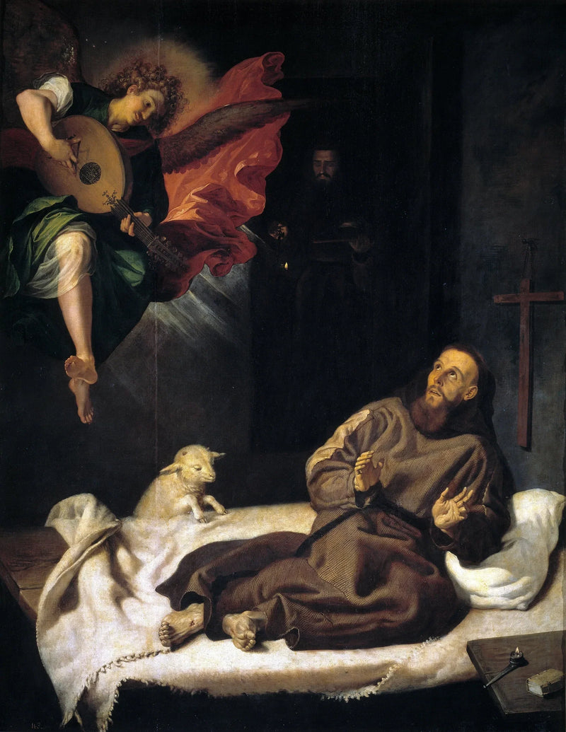 Saint François trøstet av en engel - Francisco Ribalta