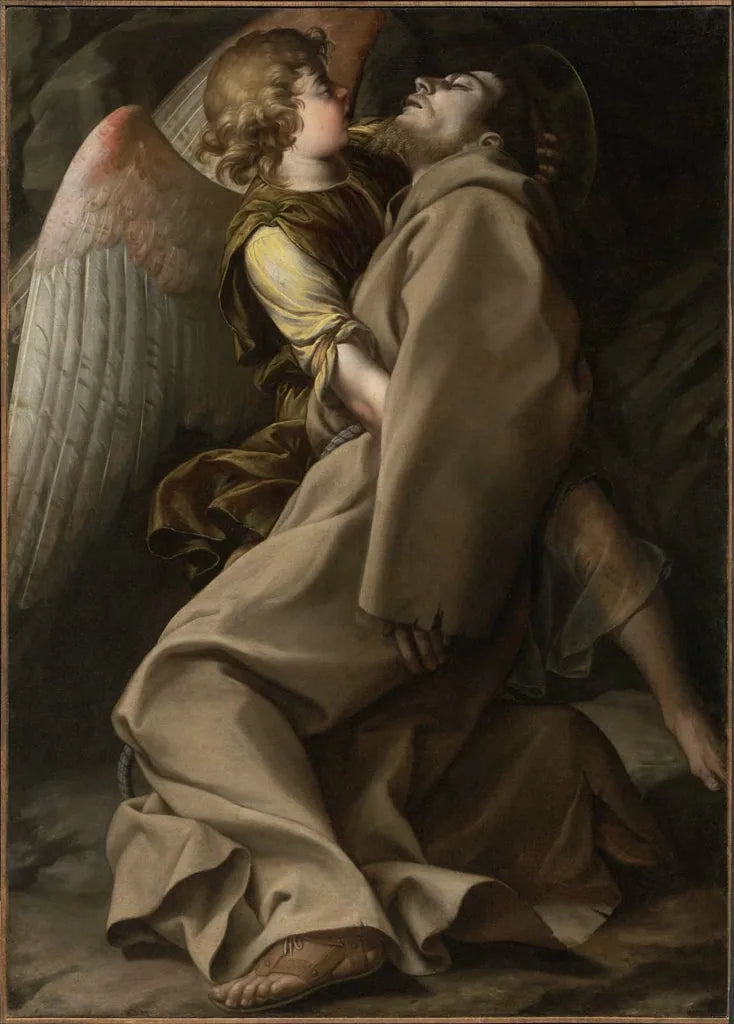 Saint François støttet av en engel - Orazio Gentileschi