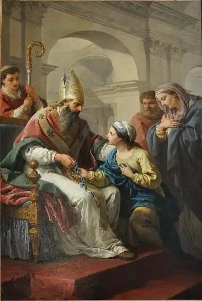 Saint Germain l'Auxerrois som deler ut en medalje til Saint Geneviève - Louis Jean François Lagrenée

Source:
Saint Germain l'Auxerrois remettant une médaille à sainte Geneviève - Louis Jean François Lagrenée