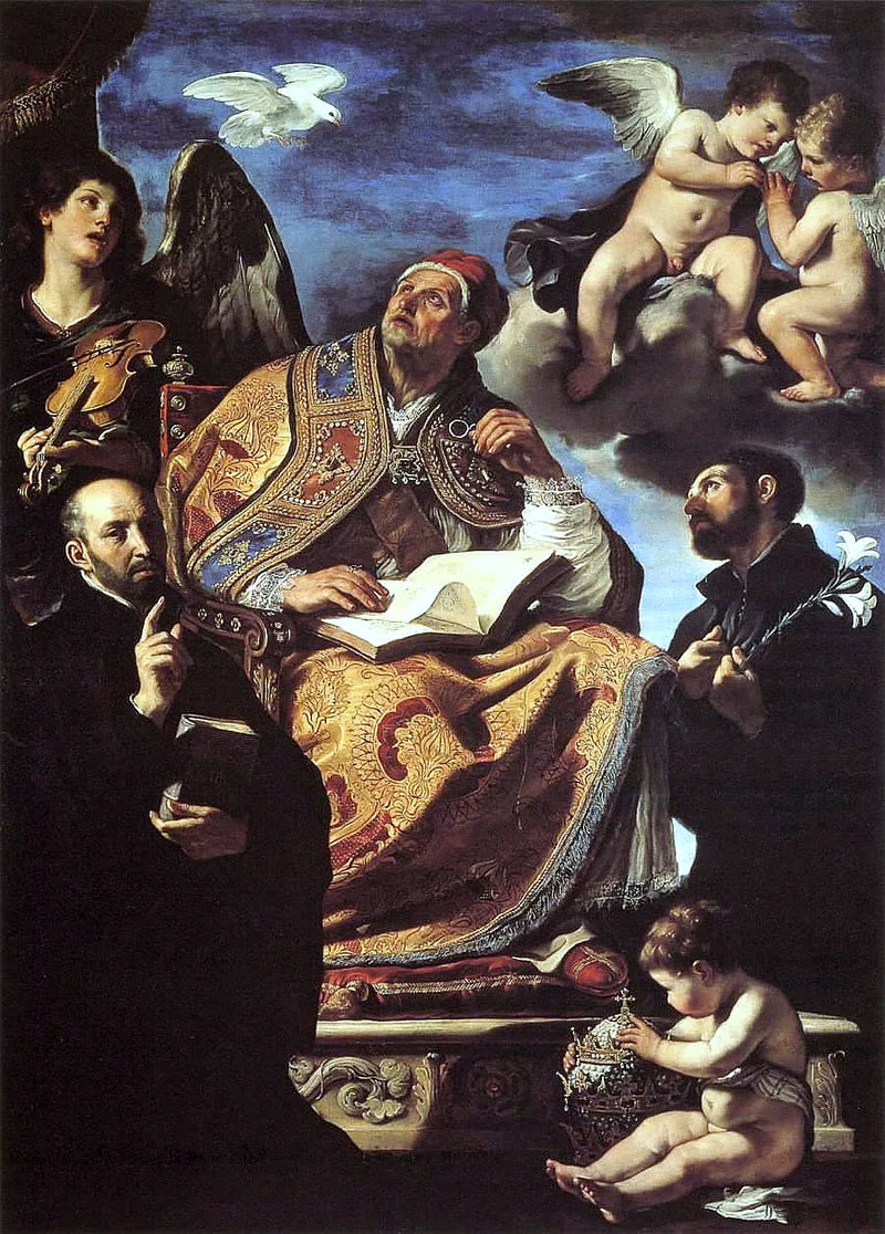 Saint Gregor den Store med de jesuitthelgener - Guercino