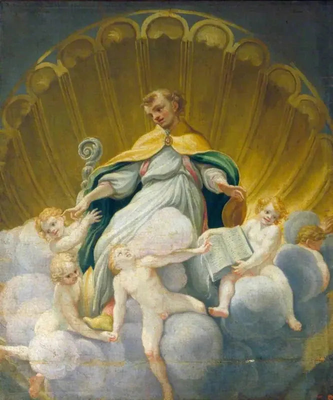 Saint Hilaire omgitt av engler (kopi av fresken i kuppelen på katedralen i Parma) - Antonio da Correggio