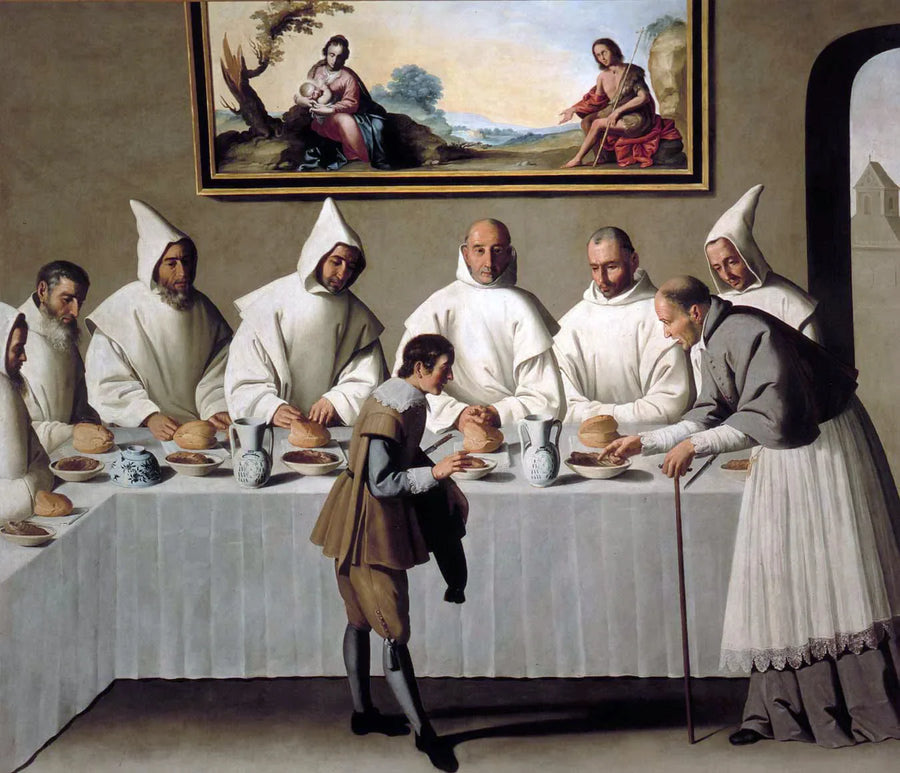 Saint Hugues i spisesalen til karmelittordenen - Francisco de Zurbarán