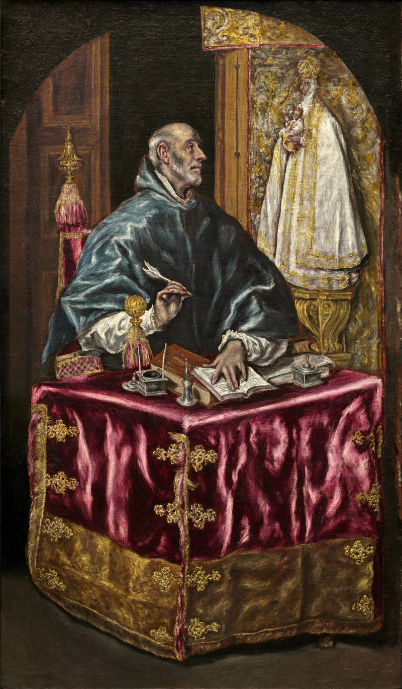 Saint Ildefonse som skriver under dikten av Jomfruen - El Greco