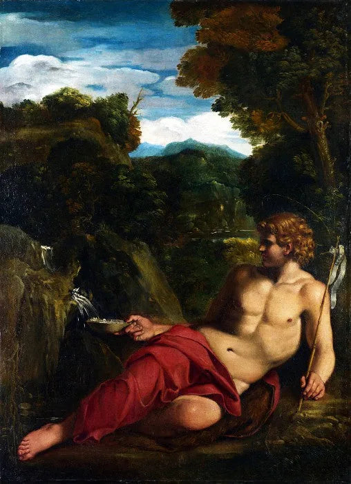 Saint Jean-Baptiste sittende i ørkenen - Annibale Carracci