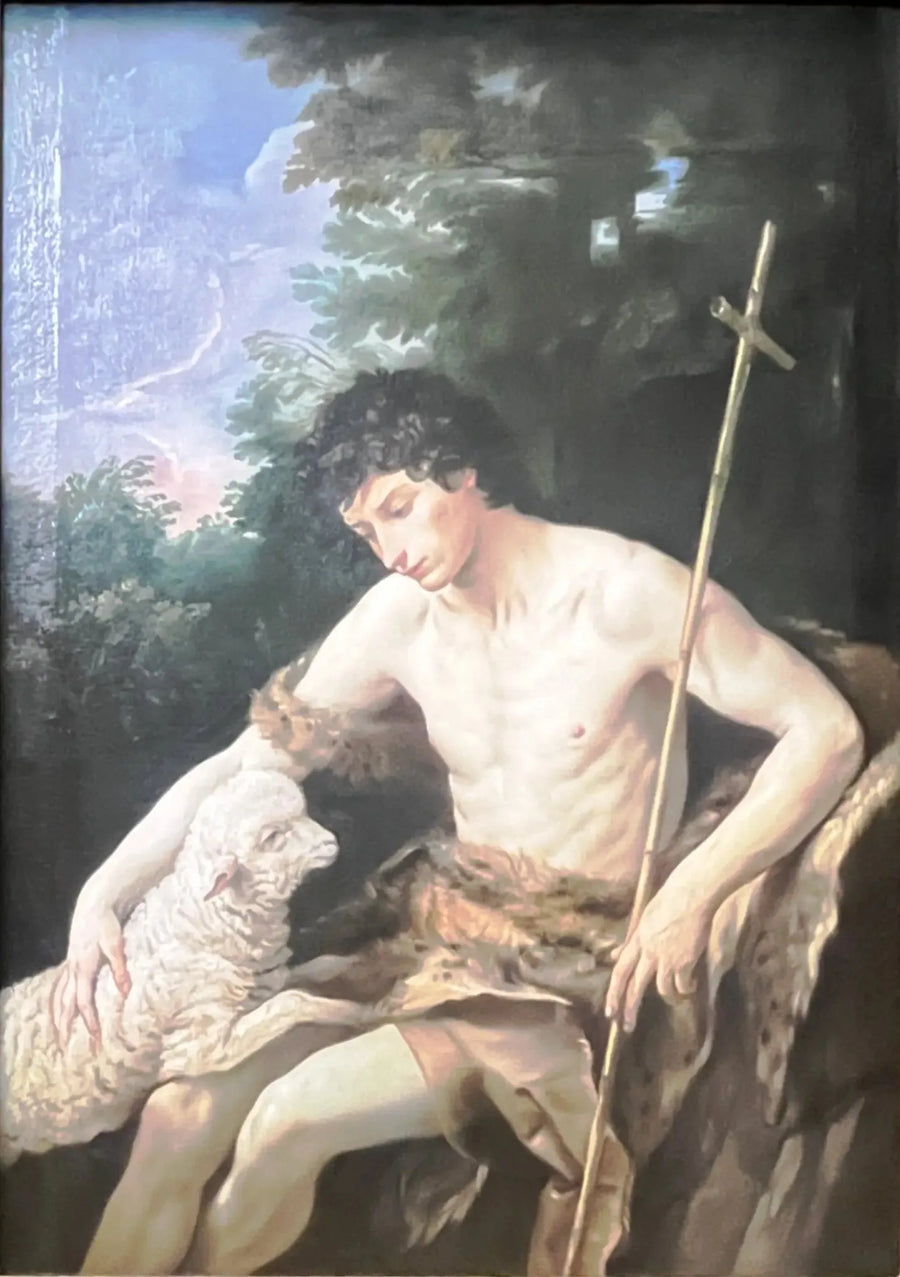 Saint Jean Døperen som kjærtegner det uten flekk lammet - Guido Reni