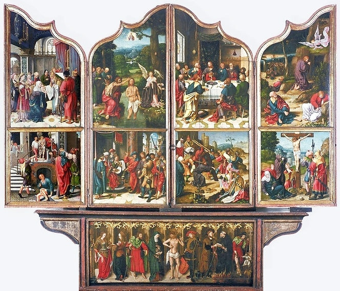 Saint-Jean-Baptiste og Saint Renaud (detalj). - Joos van Cleve