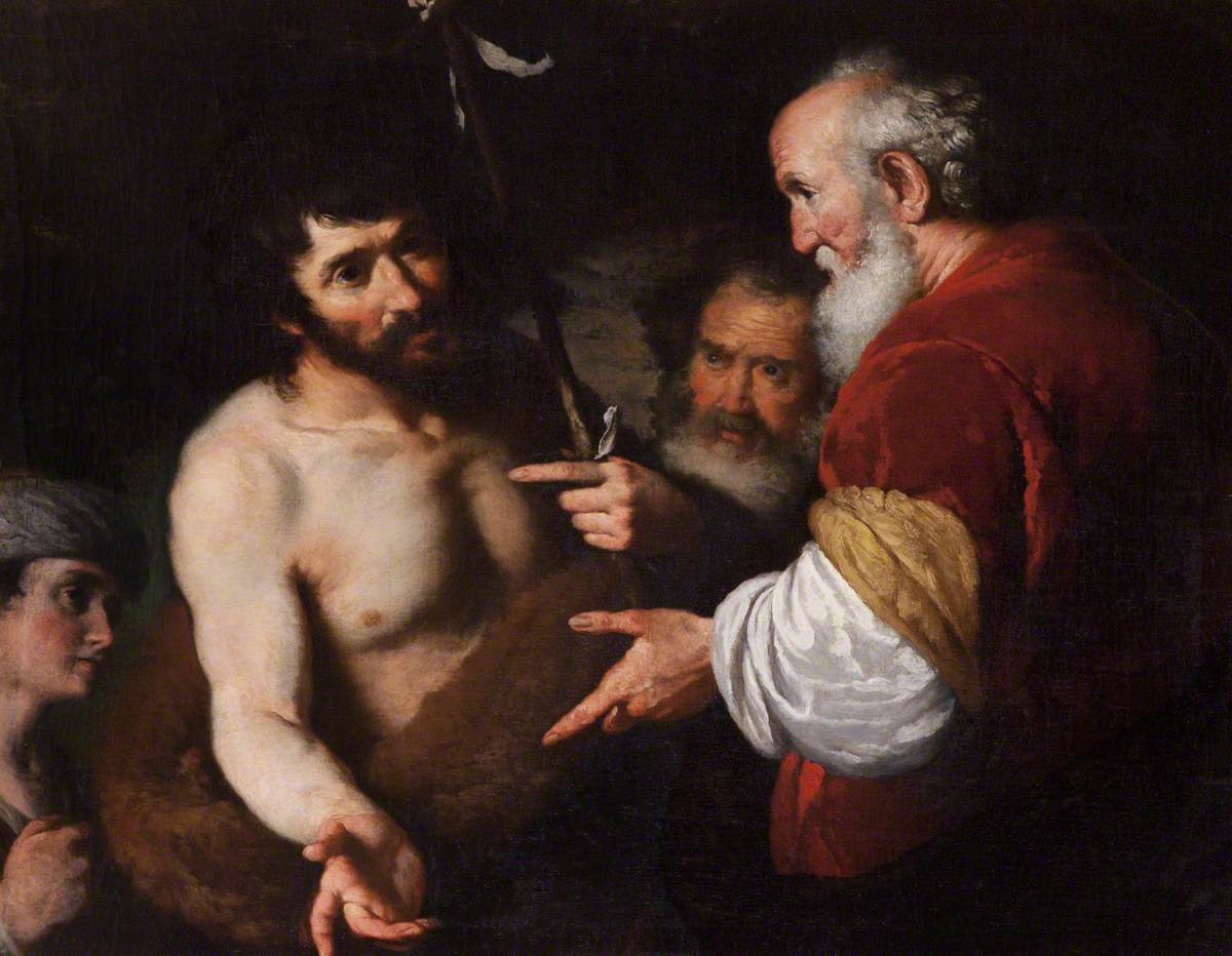 Saint Jean-Baptiste interrogé sur le Christ - Bernardo Strozzi image 1 reproduction artisanale de tableau