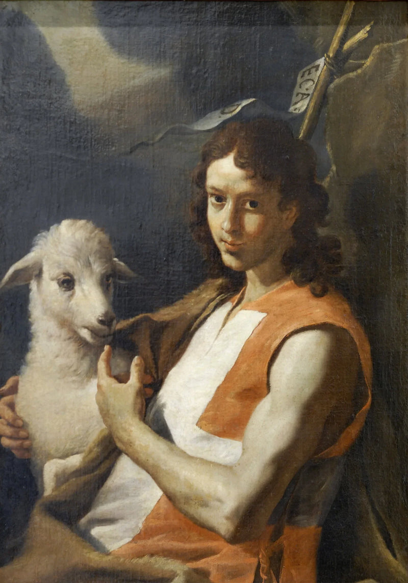 Saint Jean-Baptiste iført den røde kappe fra Sankt Johannes-ordenen - Mattia Preti