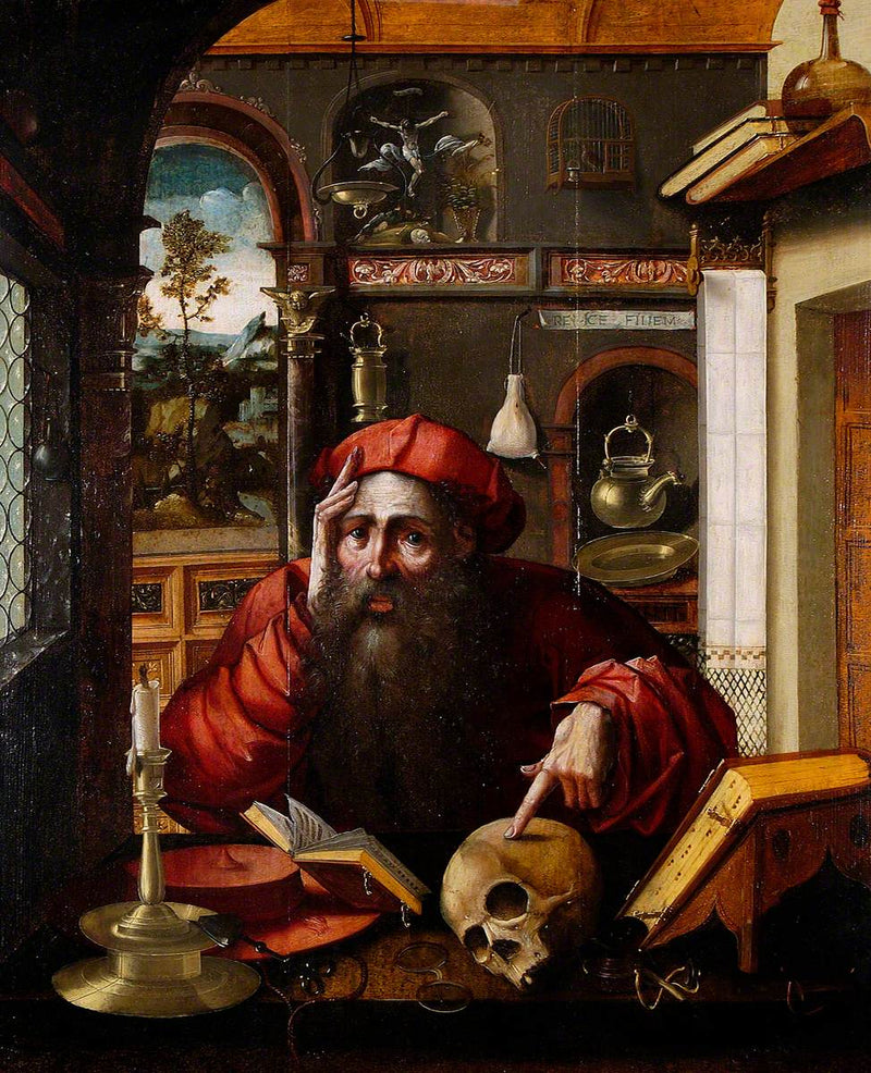 Saint Jérôme med en kranium (etter Albrecht Dürer) - Marinus van Reymerswale